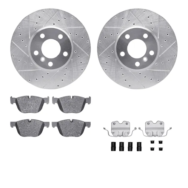 R1 Concepts WGYH1-31093 eLINE Rotor - Drilled & Slotted - Silver W/ Semi-Met Pads